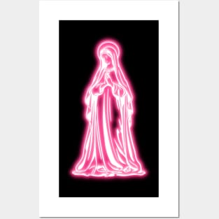 Pink Neon Virgin Mary Posters and Art